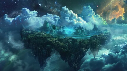 Wall Mural - a stunning cosmic island with bright, unusual features.