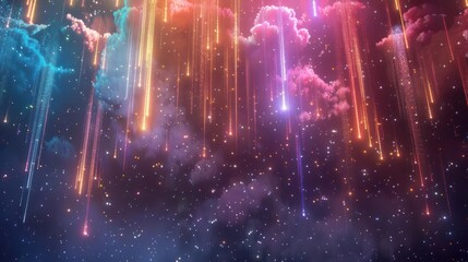 Wall Mural - a stunning cosmic rain of bright, colorful particles.