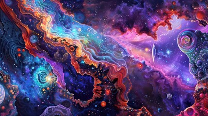 Wall Mural - a stunning cosmic tapestry with vibrant, intricate patterns.