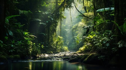 Canvas Print - Tranquil Jungle Stream.