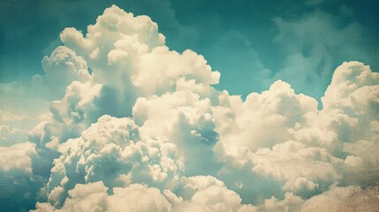 Wall Mural - vintage cloudy sky background with soft pastel tones and subtle texture – ideal for retro-themed des