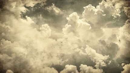 Wall Mural - vintage cloudy sky background with soft pastel tones and subtle texture – ideal for retro-themed des