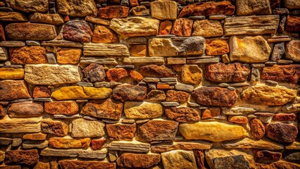 Wall Mural - Aesthetic abstract background featuring a detailed, high-contrast, rustic stonework texture, exuding warmth and ancient history.