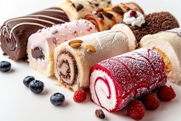 roll cakes on isolated background