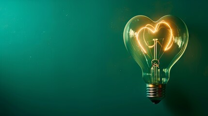 Light bulb heart on isolated background