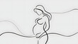 © ale studio  - A minimalist, black single line drawing of a pregnant woman