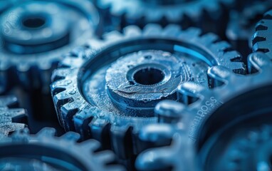 Wall Mural - Close-up of Interlocking Gears in a Mechanical System