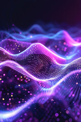 Wall Mural - Wave of dots and wave lines. Abstract background. Network connection structure.