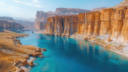 Wall Mural - Drone shot of the stunning Band-e Amir National Park in Afghanistan