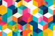 © AbdulRahmanUzair - Geometric color blocks (isometric arrangement) (bold hues) (sharp edges) (seamless white background).