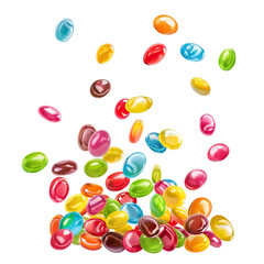 Wall Mural - Delicious, colorful candies floating, cut out