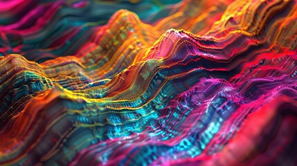 Sticker - This image shows a textured, colorful digital landscape that can be used as an abstract wallpaper or background