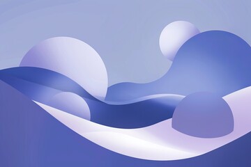 Canvas Print - Minimalist abstract design with wavy blue shapes creating a serene and modern wallpaper or background