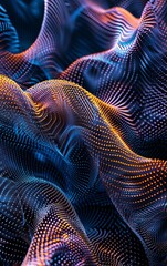 Canvas Print - Vivid blue and orange digital wave patterns make for a visually captivating wallpaper or background image