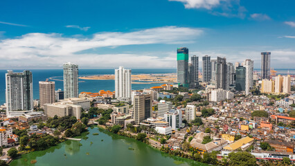 Wall Mural - Cityscape of Colombo city on a sunny day. Aerial view