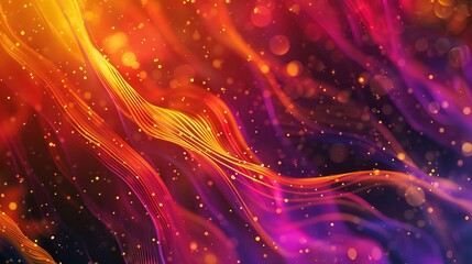 Poster - A wallpaper featuring warm colors with abstract waves and particle-like glow for a vibrant background