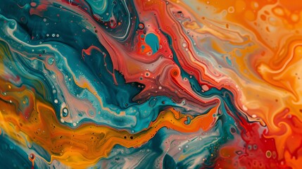 Wall Mural - Close-up of a colorful abstract painting, suitable as a vibrant wallpaper or background with various hues blending