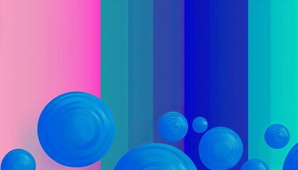 Wall Mural - Vibrant abstract wallpaper with blue circular patterns on a colorful gradient background ideal for a modern, artistic feel