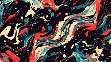 Sticker - Red, black and white marbled abstract design suitable as dynamic wallpaper, background