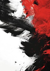 Canvas Print - A dramatic background with splattered black and red paint strokes suitable for bold wallpaper applications