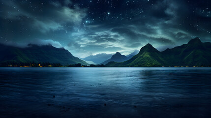 Wall Mural - Tahiti island summer starry sky night