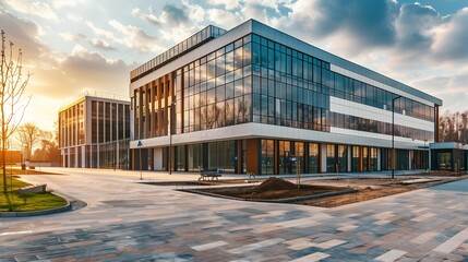 Wall Mural - Exterior view of a modern designed office building in construction