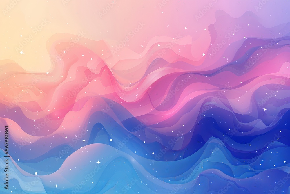 This striking image features vibrant pink and blue abstract waves ideal ...