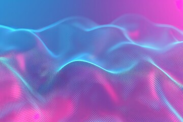 Wall Mural - A soothing wallpaper showcasing an abstract wavy mesh pattern on a gradient pink and blue background