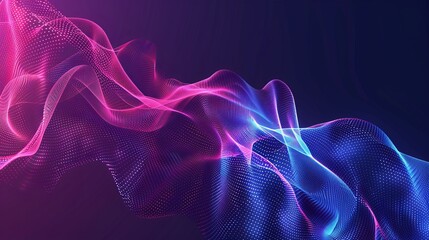 Poster - This image features a visually striking neon wave pattern that flows dynamically across a dark background, ideal for wallpaper and backgrounds