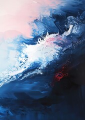 Canvas Print - An abstract painting with expressive brushstrokes in blue and pink evoking emotion, suitable as a wallpaper or background