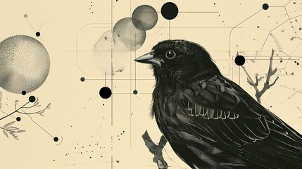 Canvas Print - visual aid on darwin's finches illustrating adaptive radiation and natural selection with diagrams s