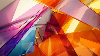 Wall Mural - This image shows a 3D angular glass artwork with a kaleidoscopic effect, suitable for a modern wallpaper or background