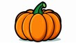 © Dustin - A bright, cartoon pumpkin with a green stem, representing the essence of fall harvest and festive celebrations, perfect for decorations and autumn-themed designs.