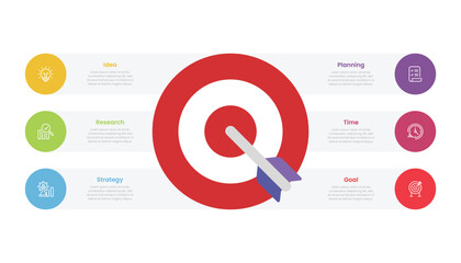 Business target infographic with 6 options and icons