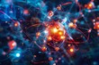 © Ponchita - Abstract Atom 3D Illustration with Red and Blue Glowing Energy Trails