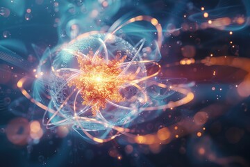 Wall Mural - abstract sphere of light with swirling energy, glowing in a dark background