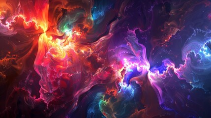 Wall Mural - abstract swirling colors and glowing particles, vibrant hues, energetic and dynamic, digital art, cr