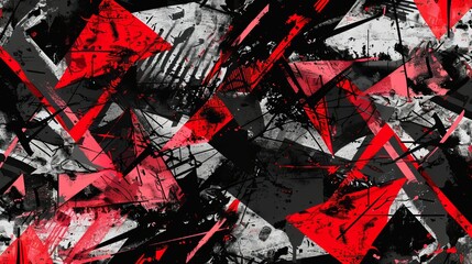 Poster - An intense abstract design with red and black geometric shapes, ideal as a dramatic wallpaper or bold background