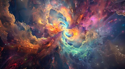 Wall Mural - abstract swirling cosmic n'ebula with vibrant colors and glowing stars