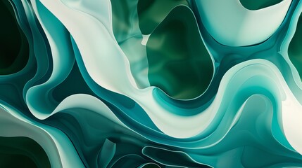 Wall Mural - This wallpaper shows a flowing abstract design of aqua waves, perfect for a calm and modern background