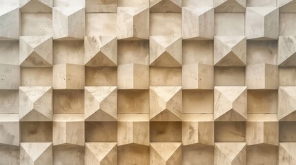 Wall Mural - An intricate geometric pattern of cubes in shades of beige displayed from a carefully chosen angle accentuating its sophisticated texture