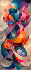 Poster - An abstract digital art piece with various colorful swirls and shapes creating a dynamic wallpaper with a textured background