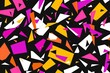 © qorqudlu - Modern abstract wallpaper featuring a chaotic arrangement of colored geometric shapes on a black background