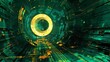 © qorqudlu - An abstract, digital wallpaper illustration of a futuristic, green-lit tunnel, resembling a data stream or cyber environment for a tech background