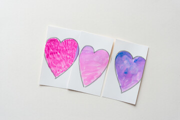 Canvas Print - three hearts on diy business cards