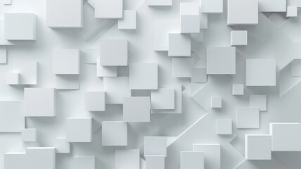 Wall Mural - This image showcases a 3D geometric pattern of white cubes, perfect for modern wallpaper or background