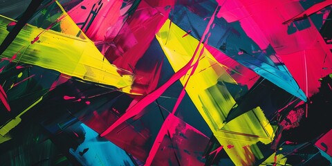 Poster - An energetic abstract graffiti painting with vivid colors, ideal for a vibrant wallpaper or modern background