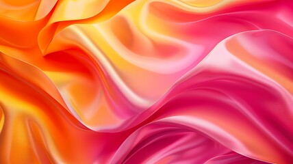 Poster - An abstract image with bright, flowing waves in varying shades of orange and pink, evoking a cheerful and vibrant feeling.