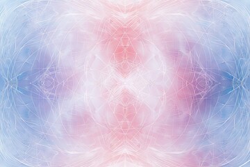 Poster - This image displays soft pastel hues of blue and pink, intersecting to form a delicate and dreamy symmetrical pattern, evoking a sense of calm and serenity.