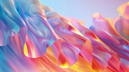 Wall Mural - a playful and colorful holographic gradient that mimics a rainbow, with layers of holographic textur